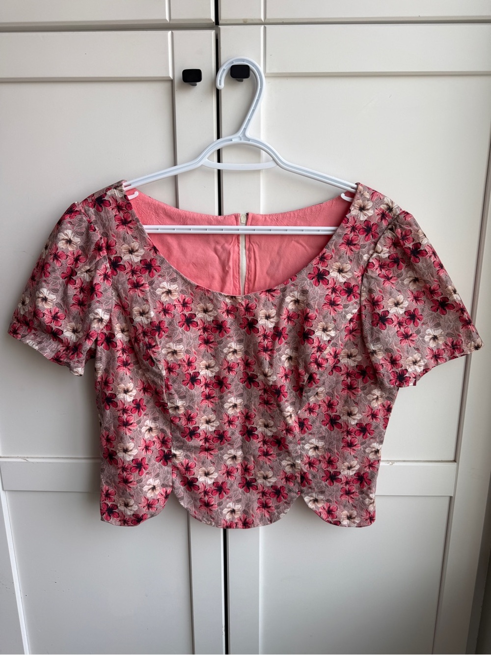 Vintage Y2K Floral Corset Hem Crop Top Cottagecore Romantic Size M/L